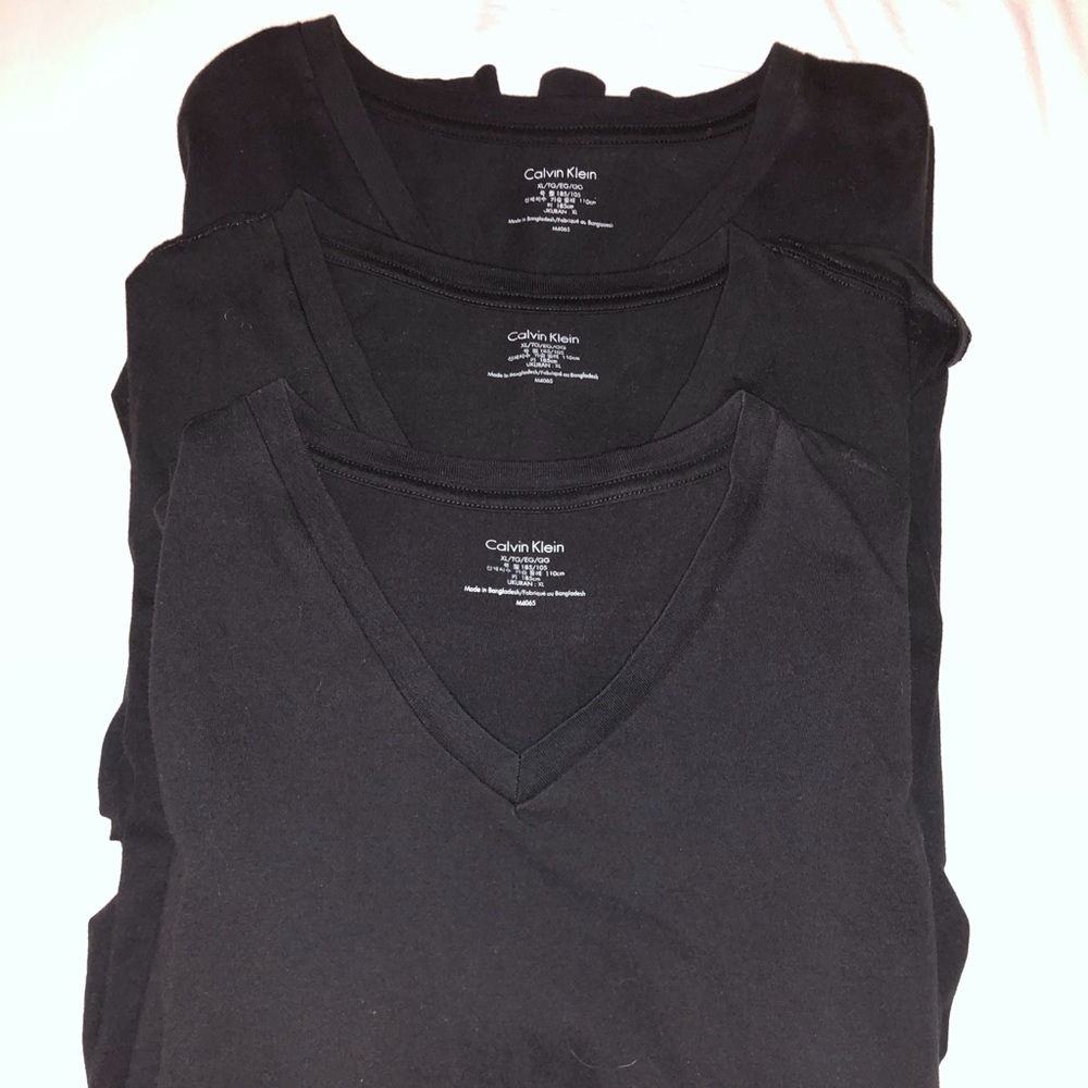 3 Calvin Klein black v-neck undershirts
